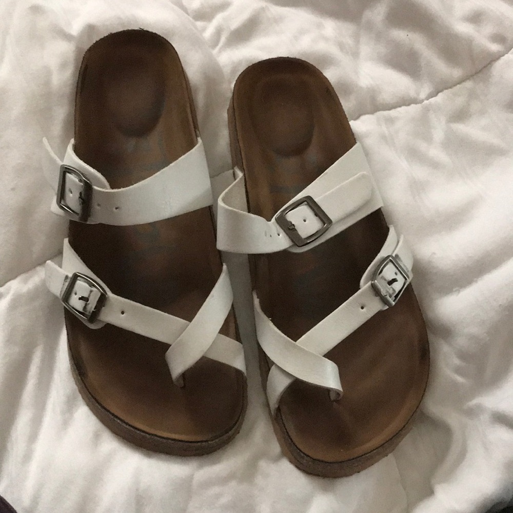 Women’s white mad love buckle sandals